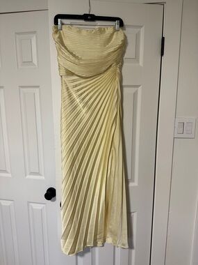 A.L.C. Bianca Strapless Pleated Maxi Dress - yellow